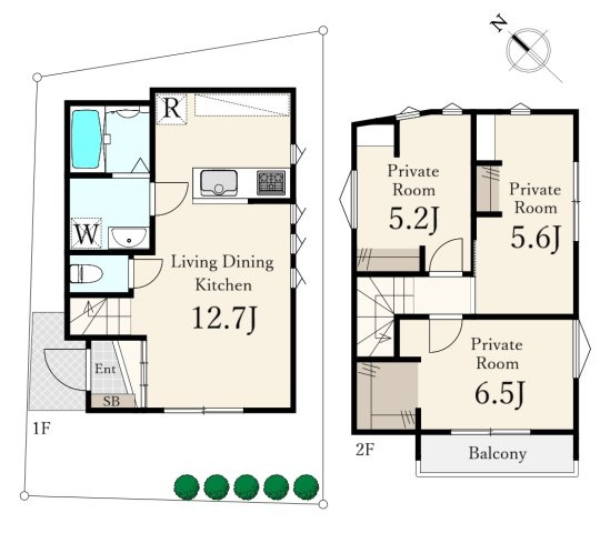 板橋区西台3丁目 限定1区画の参考プラン|建物プラン例　建物価格1990万円、建物面積63.53㎡
