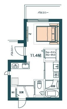 【間取り】 | グロリア要町 | ゆったりとした1R。