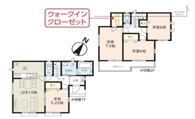 【間取り】 | 北本市宮内2丁目　ハートフルタウン　新築戸建　全1棟　1号棟