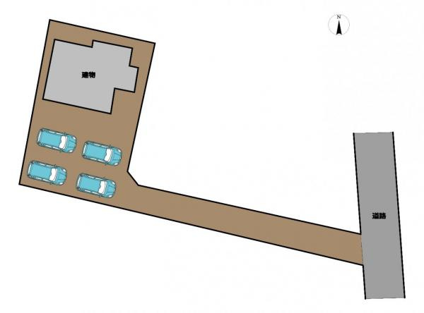 八戸市大字大久保字西ノ平の区画図|【リフォーム前】リフォーム予定区画図です。小屋を解体し、駐車場を拡張します。