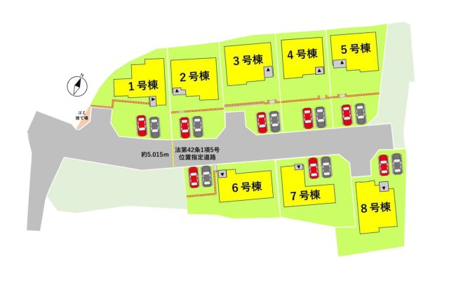 菊池郡大津町大字大津第8-3棟（1号棟）　の区画図|配置図（1号棟）
