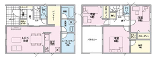 【間取り】 | 新築　新潟市東区根室新町 第1  2号 | 3LDKS＋パントリー＋ユーティリティルームの間取り、駐車スペース2台可です('ω')ノ