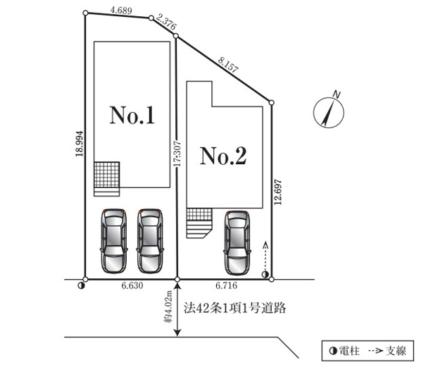 【区画図】 | 富士見市水谷東1丁目　新築一戸建住宅　全2棟　(ふじみ野店) | 南側道路に面し陽当り良好です！