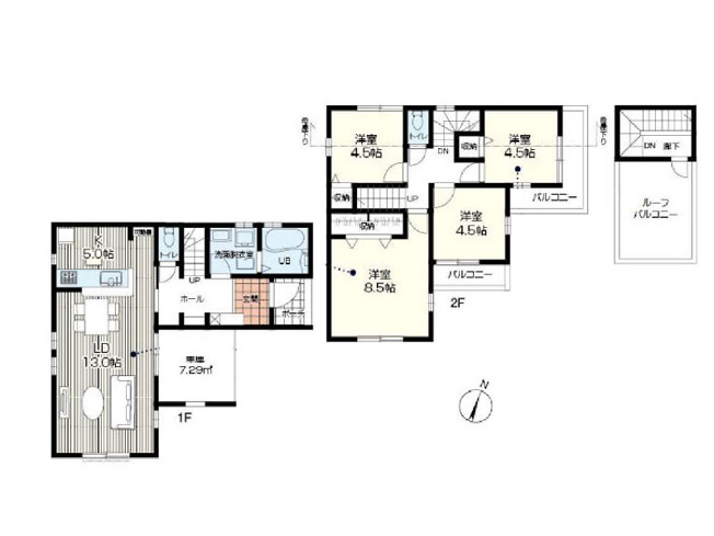 【間取り】 | 富士見市渡戸1丁目　新築一戸建住宅　全14棟　(ふじみ野店) | 4号棟/随所に収納を備えた4LDKの間取り。全居室2面採光以上で陽当たり良く開放的な住まいです。