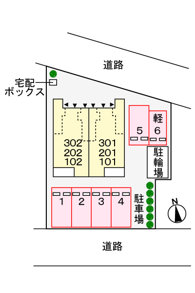 旭テラスＮＩの区画図|駐車場