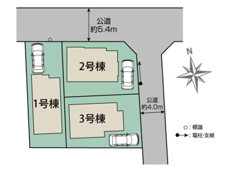 【区画図】 | 【仲介手数料無料！！】府中市朝日町1丁目　新築戸建て（全3棟）2号棟　6750万円 | ２号棟　土地／105.53㎡（31.92坪）