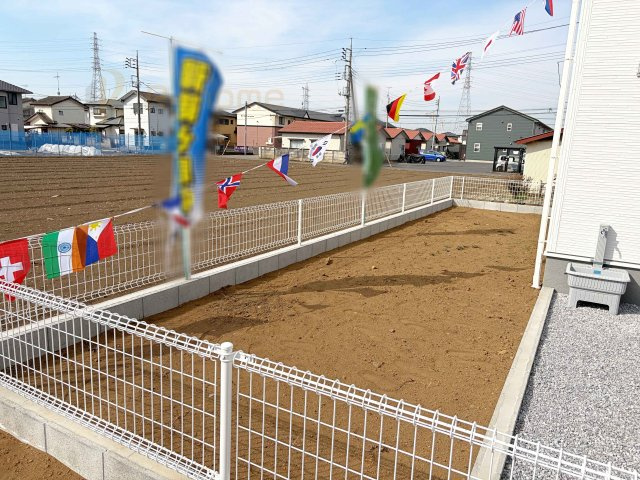 古河市諸川第13　新築戸建て　1号棟の庭|日当たりの良いお庭でお家時間を満喫！洗車や水やりに便利な立水栓付き♪