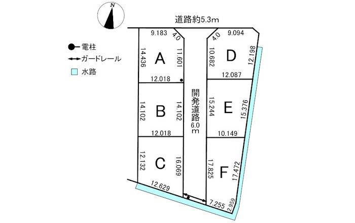 6区画分譲地　米野　D区画の区画図