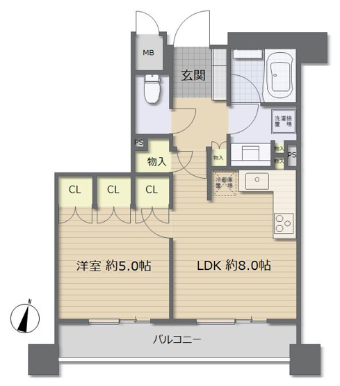 【間取り】 | レフィール日本橋本町 | 南向きで陽当たり良好、ペットと暮らせるマンションです