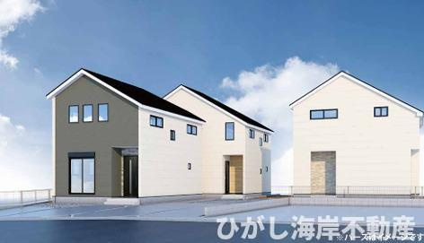 茅ヶ崎市旭が丘　新築戸建　全３棟の外観パース|イメージパスですので実際のものと多少異なります
