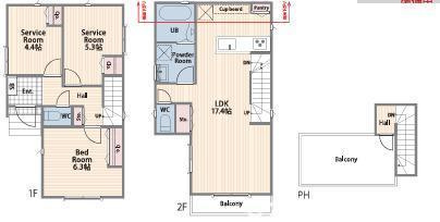 茅ヶ崎市浜須賀　新築戸建　全４棟の間取り|ルーフバルコニー付　１LDK+2Sです。