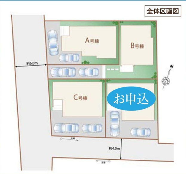 仲介手数料無料　ハートフルタウン秋津４０期　全４棟の区画図