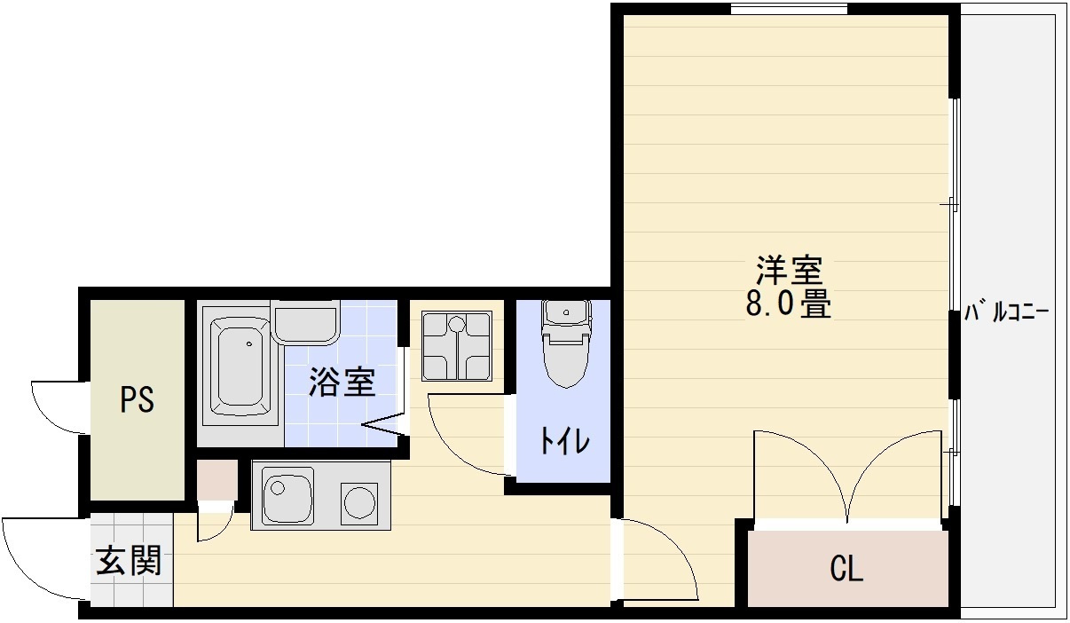 メゾンフェリシア沢田の間取り|メゾンフェリシア沢田（土師ノ里駅）　１K
