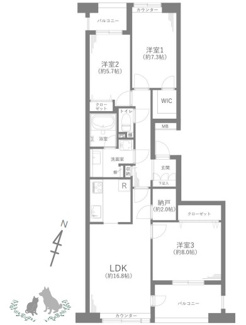 【間取り】 | セントラル・ウエストD棟 | 3LDK
