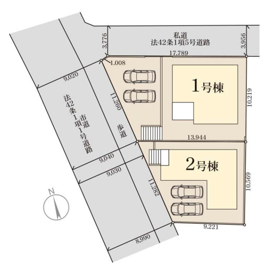 【区画図】 | 福岡市南区屋形原2丁目第11　2号棟（全2棟）【仲介手数料無料・0円】 | 区画図です。2号棟