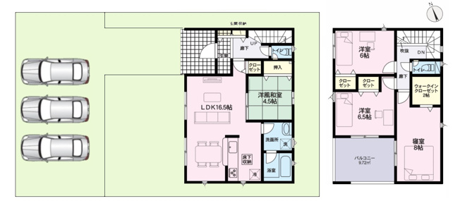 １号棟　４LDK　駐車場４台以上