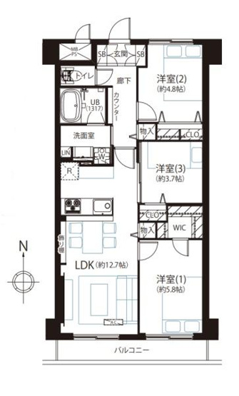 【間取り】 | さんろーどダイヤモンドマンション | 販売価格５，９９９万円　間取り：３ＬＤＫ（いつでもご見学可能ですのでお気軽にお問合せ下さい）
