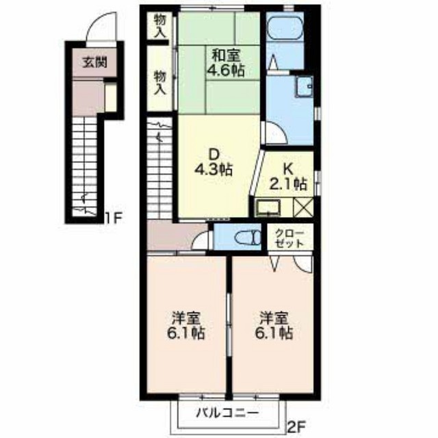 岐阜市南鶉４丁目のアパートの間取り