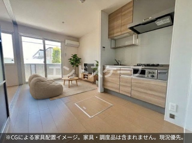 ブルースカイの居間・リビング|家具はCGのイメージ画像になります。※実際に家具は付いておりません。