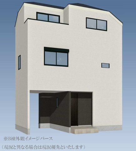 【横浜市保土ケ谷区釜台町15-20全2棟新築戸建て】★仲介手数料無料★（常盤台小学校・保土ケ谷中学校）の外観パース