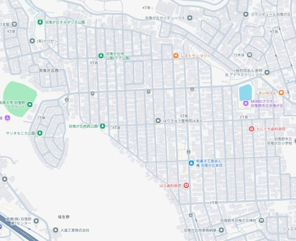 羽曳野市羽曳が丘西　新築一戸建ての地図