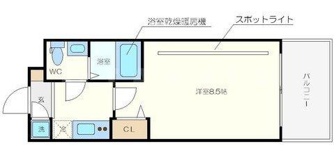 ウエンズ東心斎橋の間取り|ウエンズ東心斎橋　1Ｋ