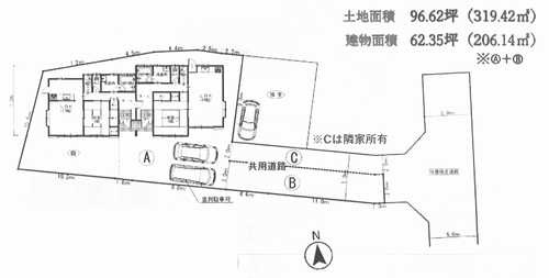 茅ヶ崎市菱沼3丁目　中古戸建の区画図