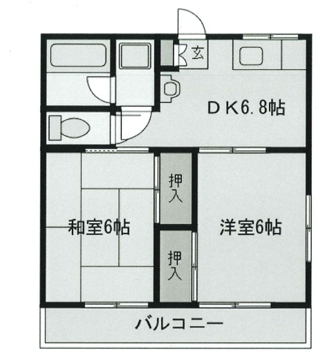 コーポフジノの間取り|反転タイプ