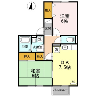 【間取り】 | セジュールシャルマン | 2DK