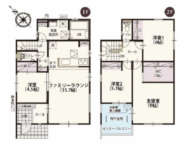 【クライン】宇都宮市駒生 第4期の間取り|間取り図【4LDK+WIC+駐車スペース2台並列】
