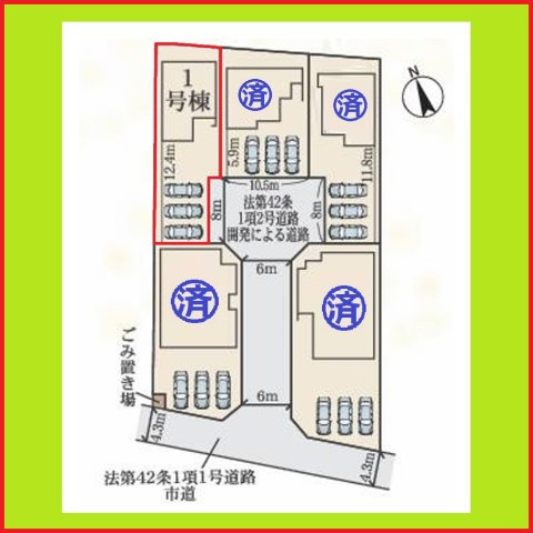 愛西市大井町前田面の新築一戸建の区画図|◇１号棟・区画図◇