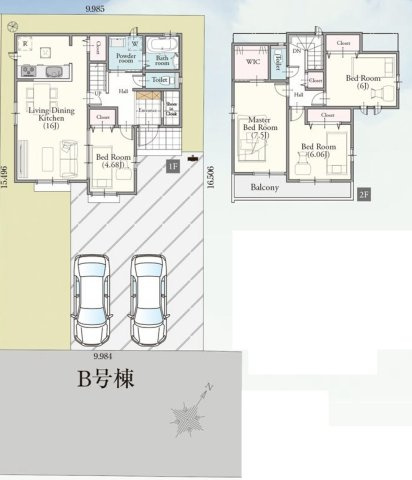 吉川市中曽根1丁目　新築戸建　全2棟　2号棟の間取り|WIC・SIC完備の4LDK