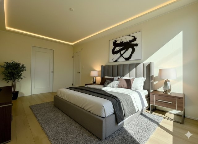 吉川市中曽根1丁目　新築戸建　全2棟　2号棟の寝室|現況の物件写真にCGによる画像処理を行っています。家具、家電、小物、カーテン等はイメージはCGです。