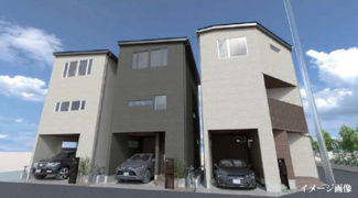 【外観パース】 | 川口市前川１丁目　新築戸建A号棟 | 道路側
左端A号棟となります