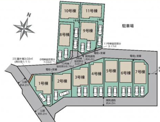 【仲介手数料無料】所沢市下安松全１１棟６号棟　所沢の新築住宅なら西武ハウジングの区画図