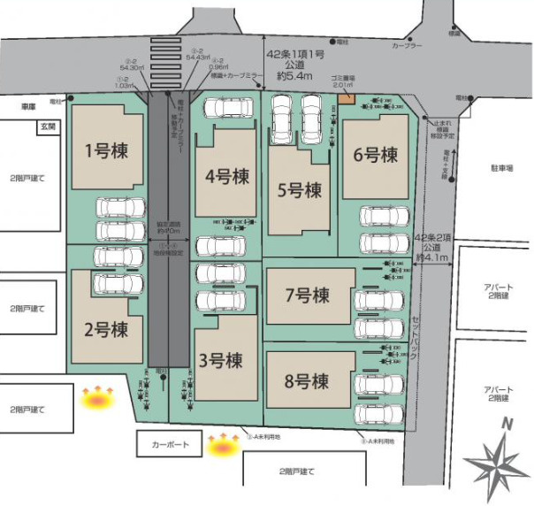 【仲介手数料無料】所沢市小手指元町全８棟６号棟　所沢市の新築なら西武ハウジングの区画図