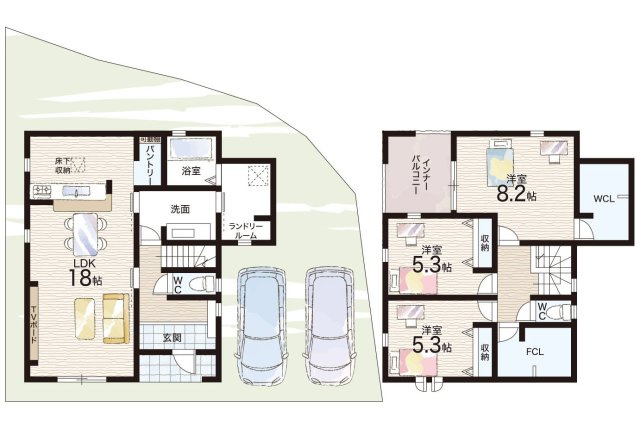 姫路市広畑区西蒲田　第8期　新築一戸建ての間取り|2号地
