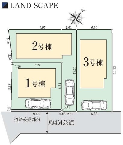 【横浜市旭区南希望が丘25-22全3棟新築戸建て】★仲介手数料無料★（さちが丘小学校・南希望が丘中学校）の区画図