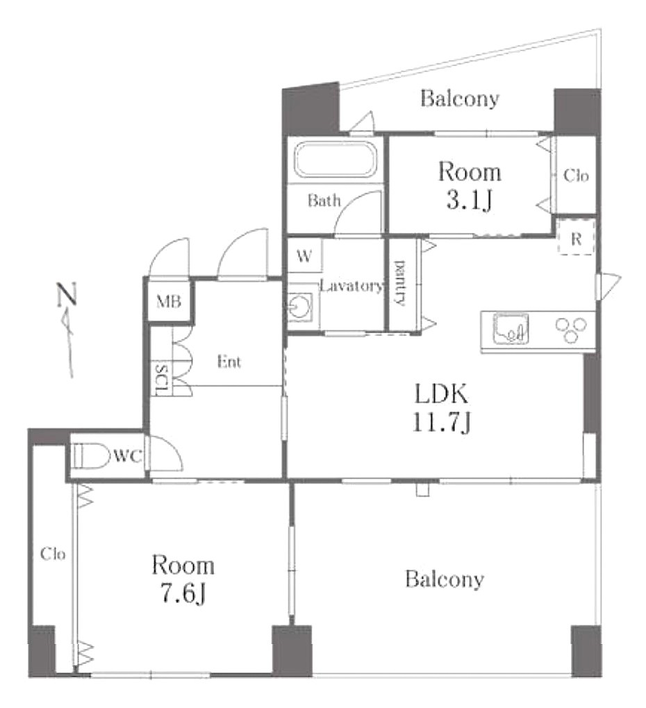 文の杜テラスの間取り|2LDK