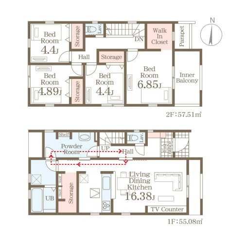 福津市西福間3丁目第1-1棟（1号棟）の区画図|配置図（1号棟）