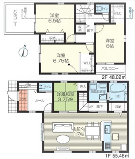 【間取り】 | 中里2丁目第6　全3棟　1号棟 | 中里2丁目第6　全3棟　1号棟