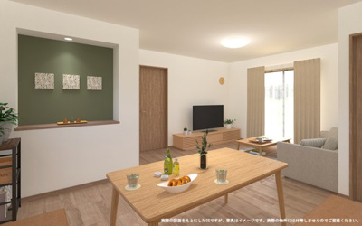 【完成予想図】 | 【LDK　イメージパース】
※画像は設計図面を基に作成したイメージです。