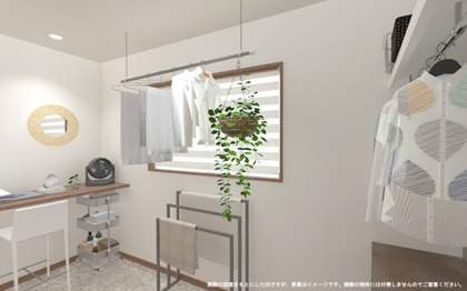 【完成予想図】 | 【ランドリースペース　イメージパース】
※画像は設計図面を基に作成したイメージです。