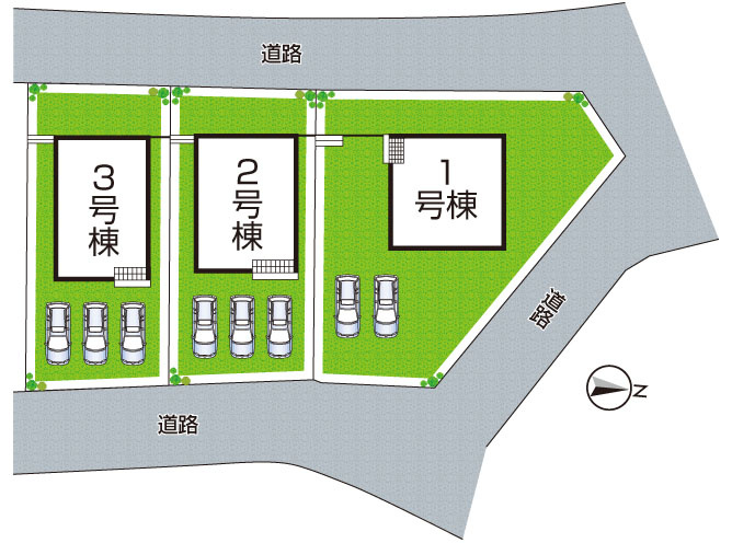 相生市那波野　第5期　新築一戸建ての区画図|全3区画