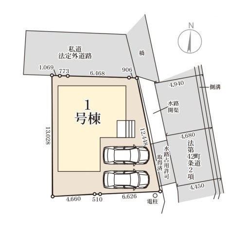 粕屋郡篠栗町田中4丁目第3-1棟（1号棟）の区画図|配置図（1号棟）