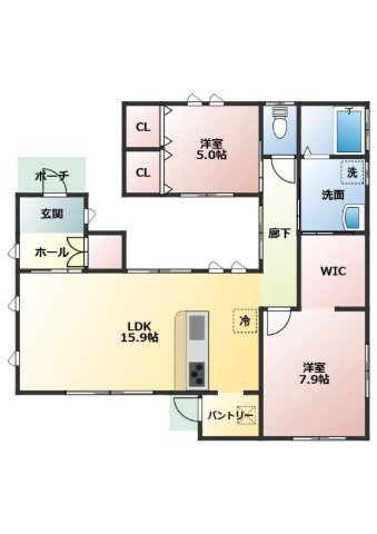 【間取り】 | 阿蘇郡西原村布田 | ☆こだわりの詰まった２LDKの間取り☆☆緑豊かな中庭つき☆