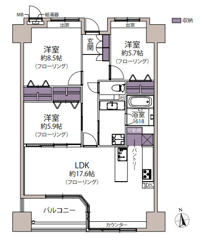 コアマンション桜坂プレジオ弐番館の間取り