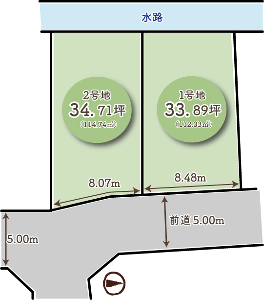 修学院千万田町　1号地の区画図