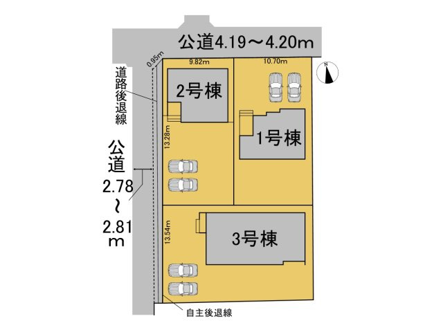 リーブルガーデン　羽島市正木町新井第２　全３区画分譲の区画図|■区画図
■YAMADA電機の　ヤマダ不動産　株式会社リライフ　
いつでもお問合わせ下さい。