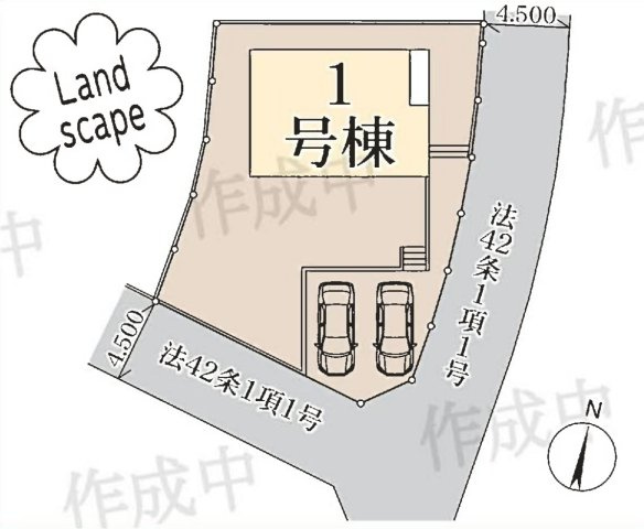 横浜市金沢区西柴2丁目 新築戸建て【仲介手数料無料】カースペース2台の区画図